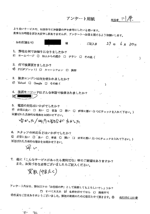 美馬市・30代男性/匿名希望