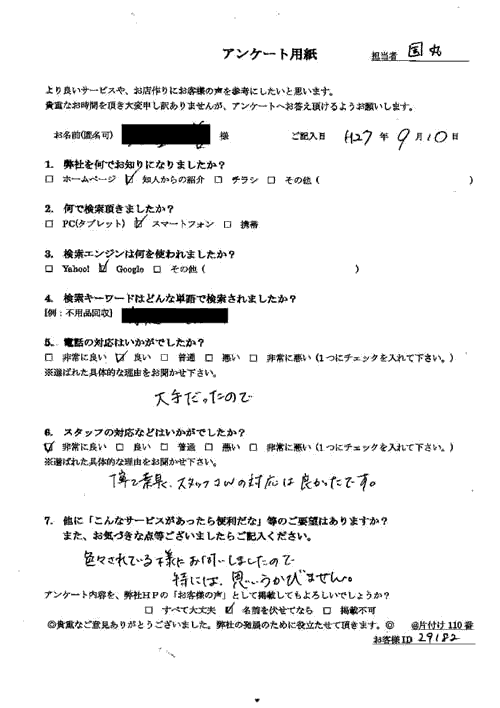 阿波市・40代男性/匿名希望